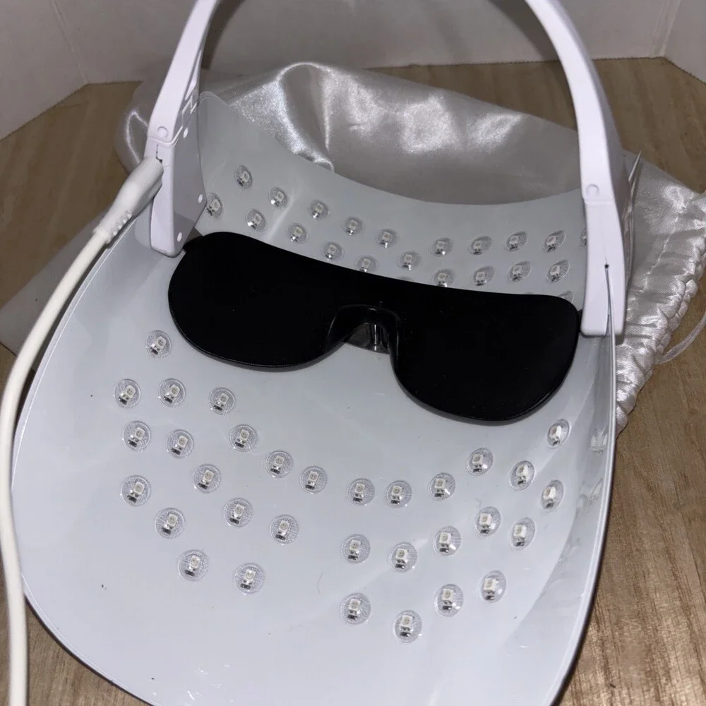 Peppy Red Light Mask Therapy Red Blue And Yellow Light. No Hands Glasses Long